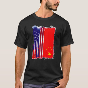 T-shirt États-Unis Chine Drapeau Demi-Américain Demi-Racin