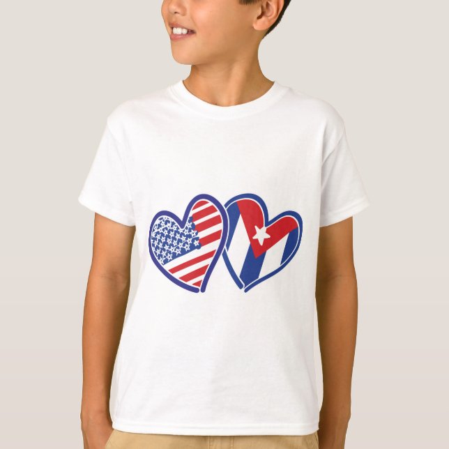 T-shirt États-Unis CUBA - Coeurs du drapeau (Devant)