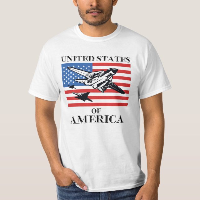 T-shirt États-Unis d'Amérique avec trois avions de chasse (Devant)