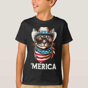 T-shirt États-Unis d'Amérique Chat 4 juillet Hommes Femmes