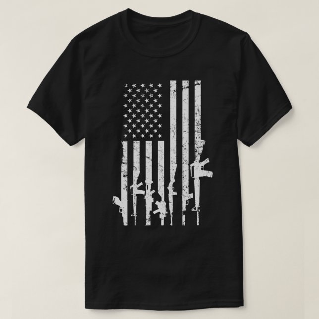 T-shirt Etats-Unis Distorsion Flag Guns Pro Gun 2ème Amend (Design devant)