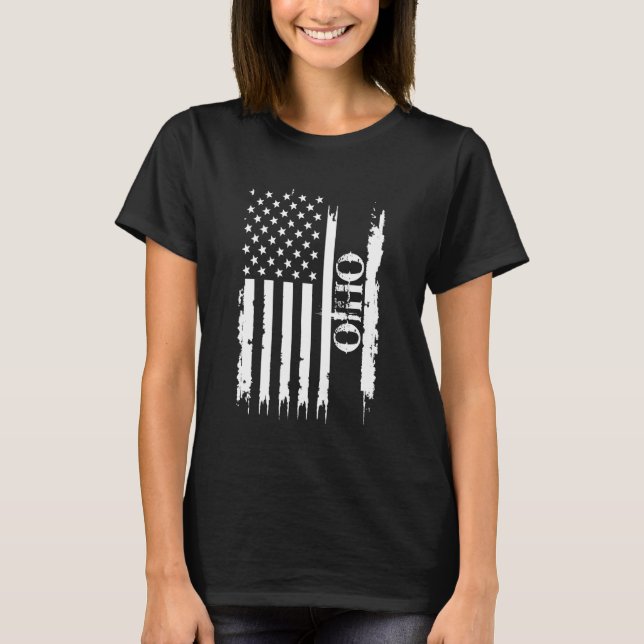 T-shirt États-Unis d'Ohio menacés de drapeau américain (Devant)
