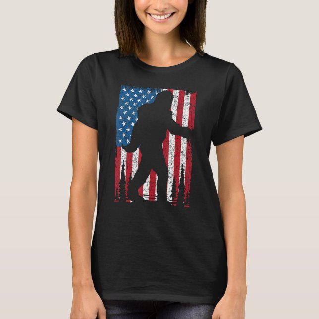 T-shirt États-Unis Drapeau American Pride Sasquatch Yeti C (Devant)