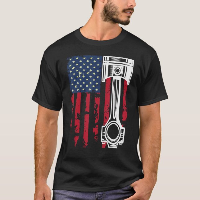 T-shirt États-Unis Drapeau Auto Réparateur Voiture Mécaniq (Devant)