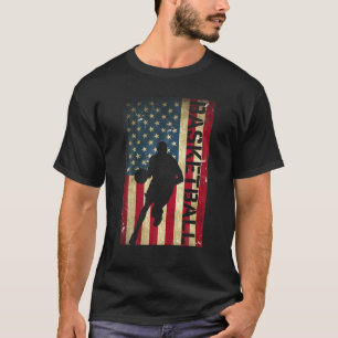 T-shirt Etats-Unis Drapeau Basket Silhouette Lecteur Coach