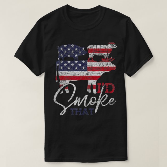 T-shirt États-Unis Drapeau BBQ Id Fumer que Grillmaster Dr (Design devant)