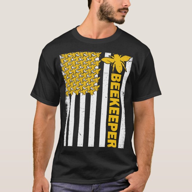 T-shirt États-Unis Drapeau Beekeeper Bees Bees Femmes Homm (Devant)