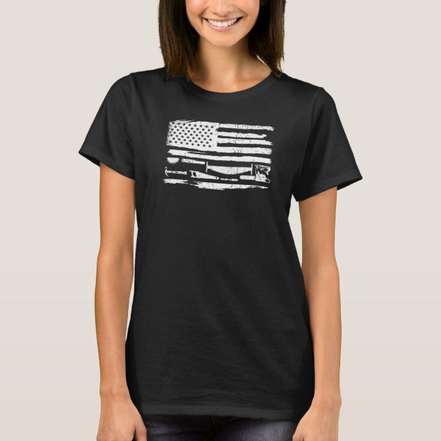 T-shirt États-Unis Drapeau charpentier Woodworker Artisan  (Devant)
