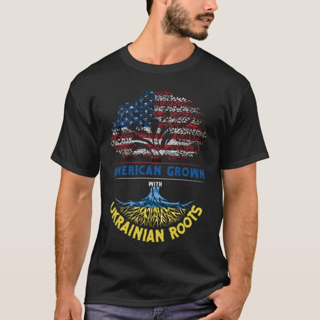 T-shirt Etats-Unis Drapeau des racines ukrainiennes grandi (Devant)