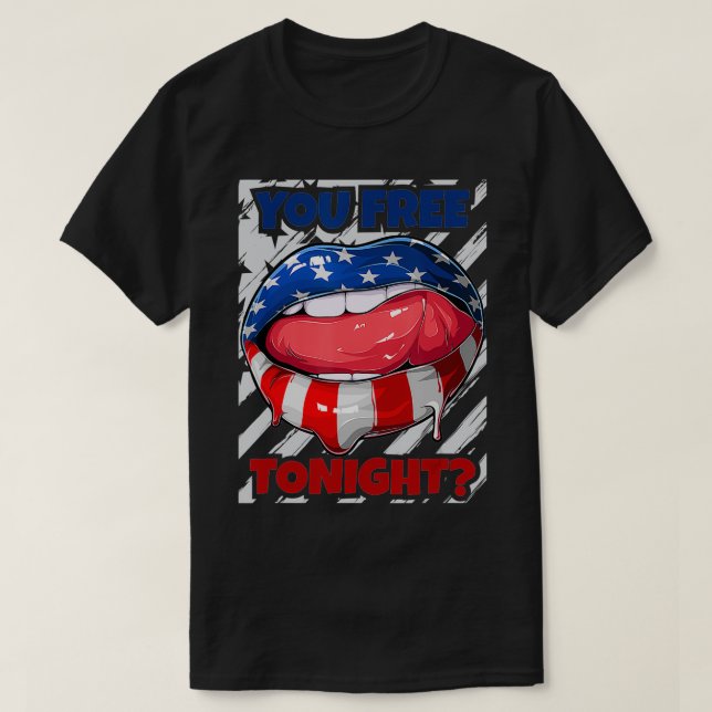 T-shirt États-Unis Drapeau lèvres, Vous Libérez Ce Soir, F (Design devant)