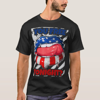 T-shirt États-Unis Drapeau lèvres, Vous Libérez Ce Soir, F
