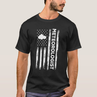 T-shirt États-Unis Drapeau Météorologue Amérique Météo Mét