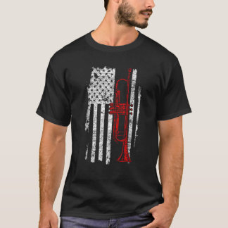 T-shirt États-Unis Drapeau mince Red Line Jazz Music Cadea