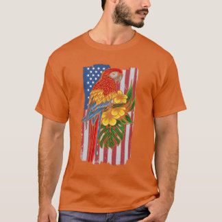 T-shirt États-Unis Drapeau Parrot Oiseau Amant Parrot Oise