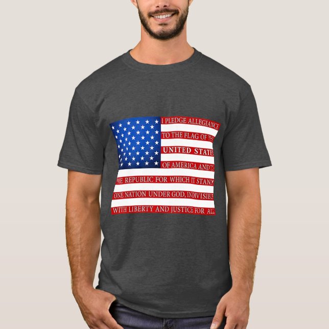 T-shirt États-Unis Drapeau Promesse d'allégeance texte (Devant)