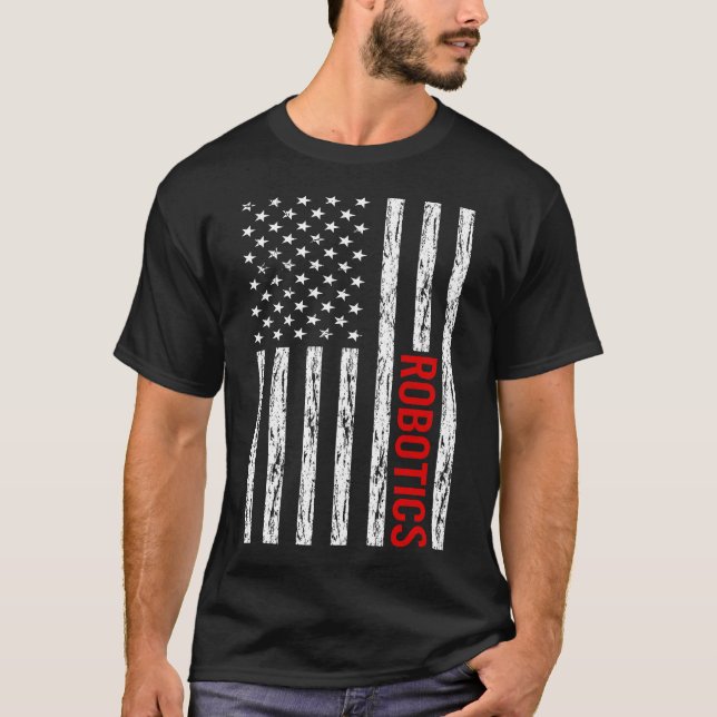 T-shirt États-Unis Drapeau Robot Robot Robots (Devant)