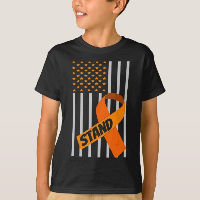 T-shirt États-Unis Drapeau Rubon Leucémie Sensibilisation  (Devant)