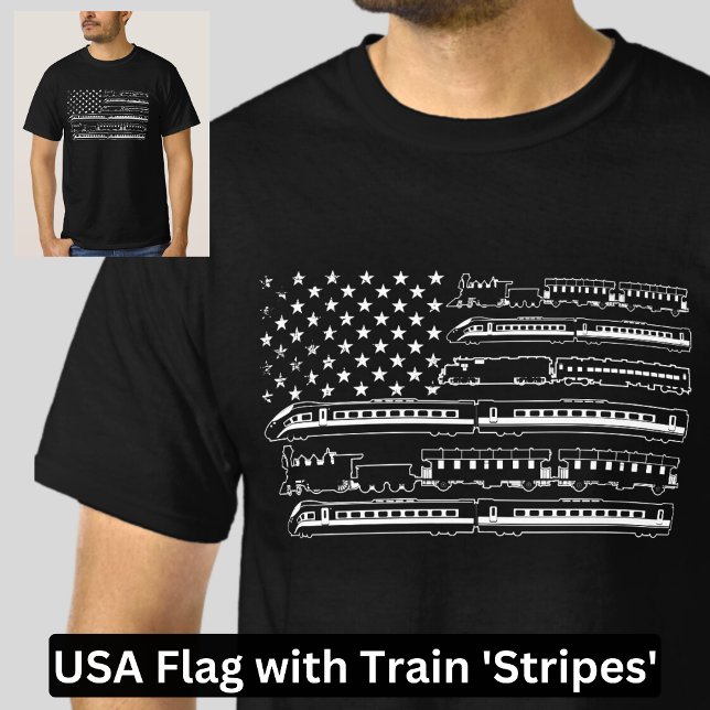T-shirt États-Unis Drapeaux étoiles et trains en bandes (Créateur téléchargé)
