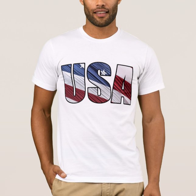 T-shirt États-Unis en rouge blanc et bleu drapeau patrioti (Devant)