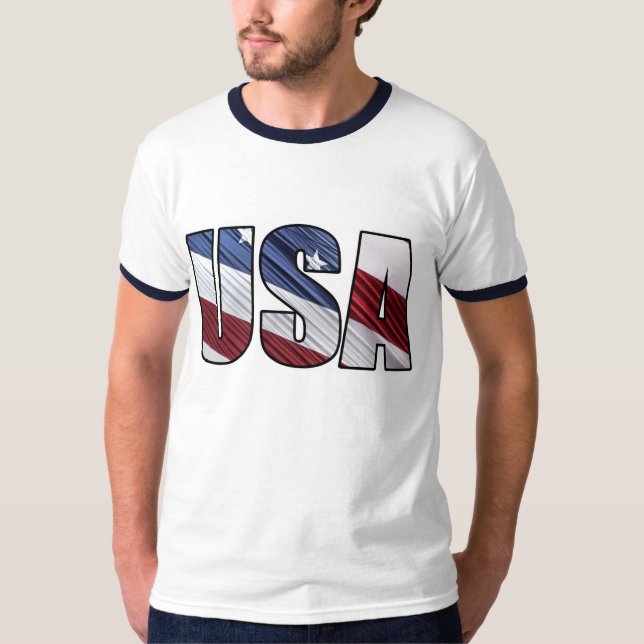 T-shirt États-Unis en rouge blanc et bleu drapeau patrioti (Devant)