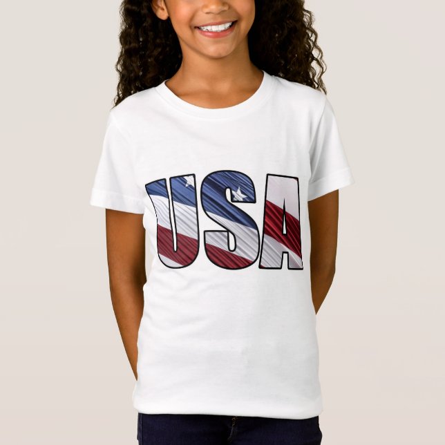 T-Shirt États-Unis en rouge blanc et bleu drapeau patrioti (Devant)