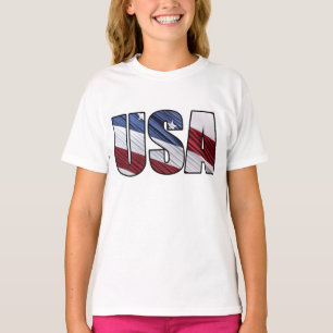 T-shirt États-Unis en rouge blanc et bleu drapeau patrioti