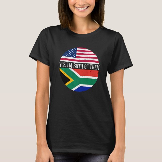 T-shirt Etats-Unis et Afrique du Sud drapeaux Oui Je suis  (Devant)