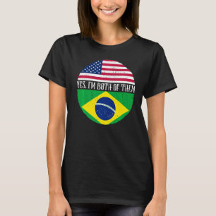 T-shirt Etats-Unis et Brésil Drapeaux Vintages Oui Je suis
