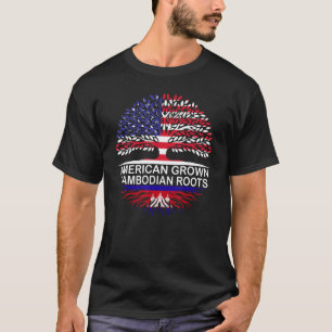 T-shirt Etats-Unis et Cambodge drapeaux American Gros Camb