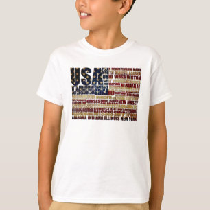 T-shirt États-Unis et leurs États fédéraux en étoiles et b