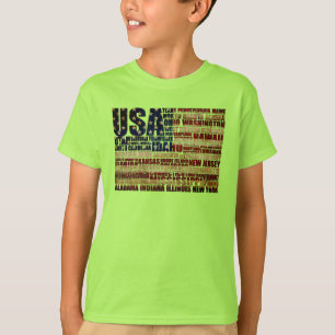 T-shirt États-Unis et leurs États fédéraux en étoiles et b