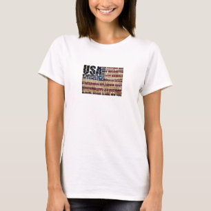 T-shirt États-Unis et leurs États fédéraux en étoiles et r