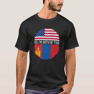 T-shirt Etats-Unis Et Mongolie Drapeaux Vintages Oui Je su