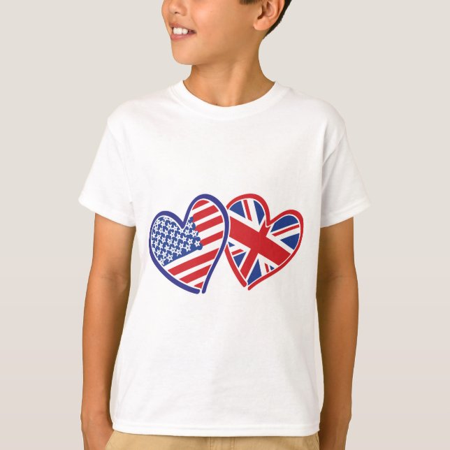 T-shirt États-Unis et Royaume-Uni dans les coeurs montrer  (Devant)