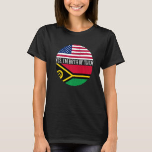 T-shirt États-Unis et Vanuatu drapeaux Vintages Oui Je sui
