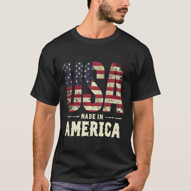 T-shirt Etats-Unis Fabriqué en Amérique détendu Drapeau am (Devant)