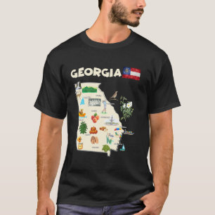 T-shirt États-Unis Géorgie Plan de Voyage Villes Drapeaux