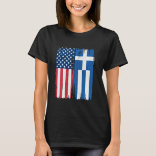 T-shirt États-Unis Grèce Semi-américain Drapeau Racines