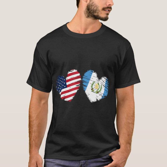 T-shirt États-Unis Guatemala Drapeau Heart Valentines Day  (Devant)