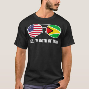 T-shirt États-Unis Guyana Lunettes de soleil Drapeau Guyan