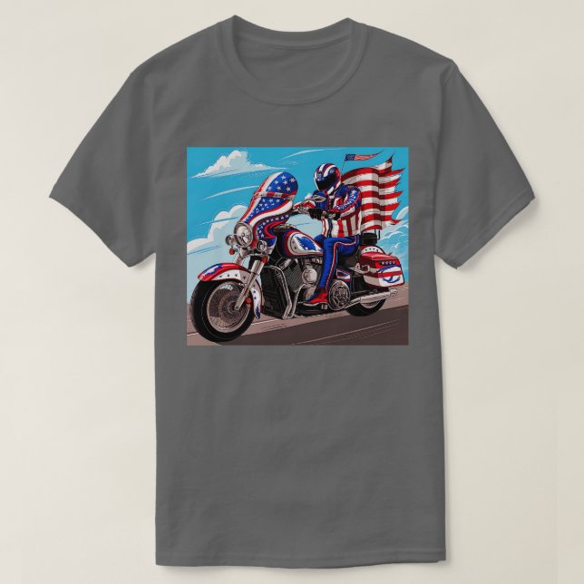 T-shirt États-Unis Hommes Motocross Bike Dirt Bike Drapeau (Design devant)