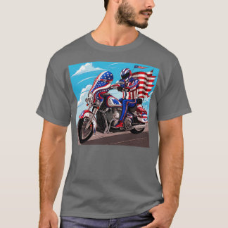 T-shirt États-Unis Hommes Motocross Bike Dirt Bike Drapeau