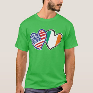 T-shirt États-Unis Irlande Coeur drapeaux