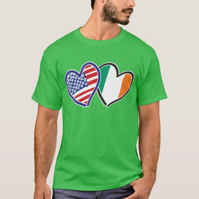 T-shirt États-Unis Irlande Coeur drapeaux (Devant)