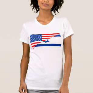 T-shirt etats-unis israël demi drapeau états-unis