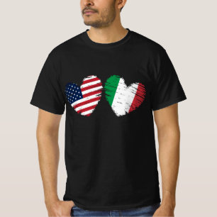 T-shirt Etats-Unis Italie Coeur du drapeau Italien América