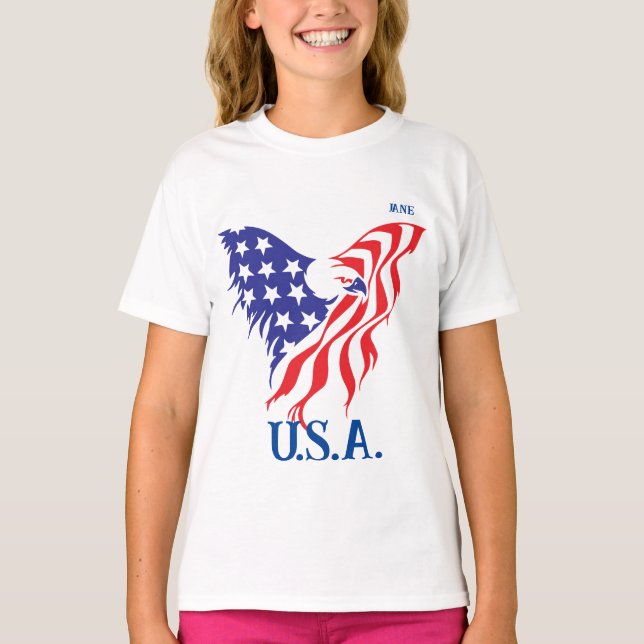 T-shirt "États-Unis" Monogramme d'aigle américain (Devant)
