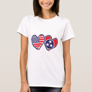 T-shirt États-Unis—Nashville-Coeurs-Drapeaux