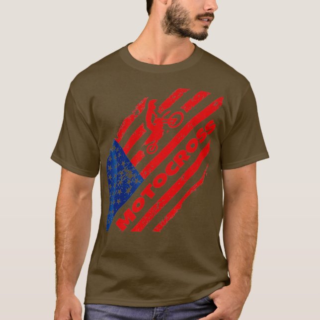 T-shirt États-Unis Nations Dirt Bike Tee American Flag (Devant)