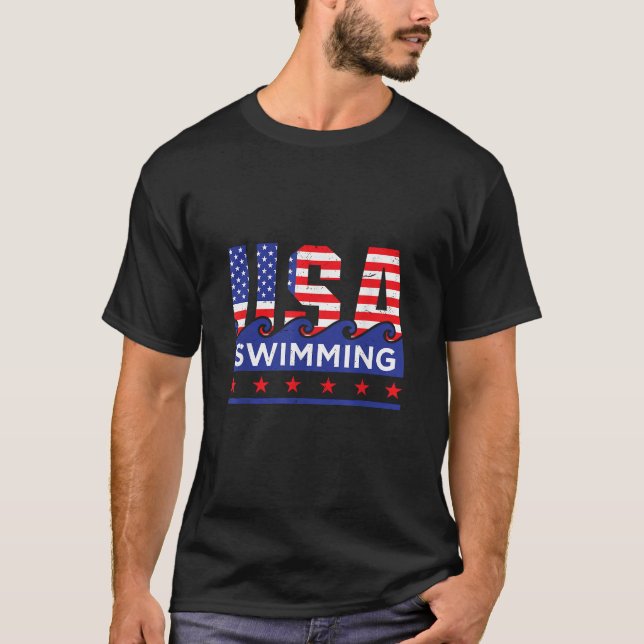 T-shirt États-Unis Oeuvre De Baignade Pour Un Nageur (Devant)